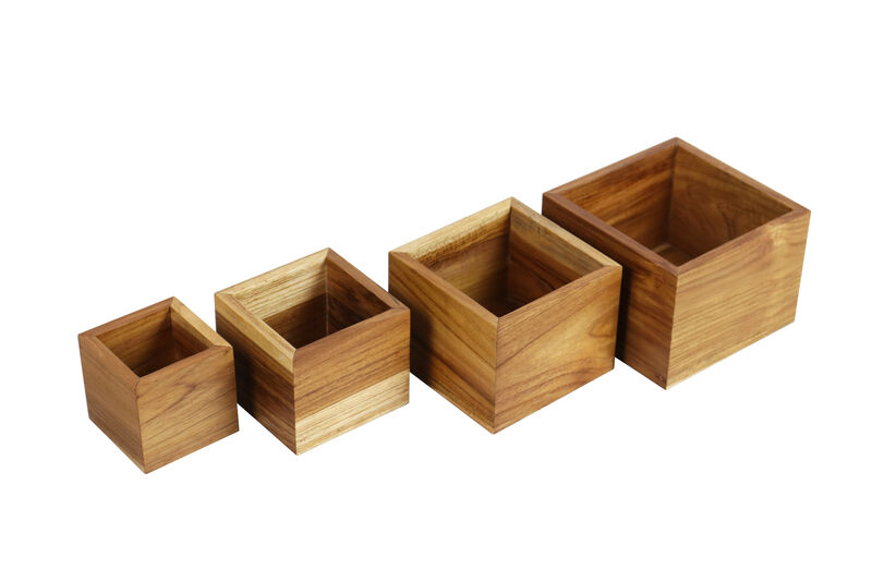 EcoDecors Eleganto&reg; 4 Piece Teak Wood Bathroom Amenities Set in EarthyTeak&reg; Finish image number 0