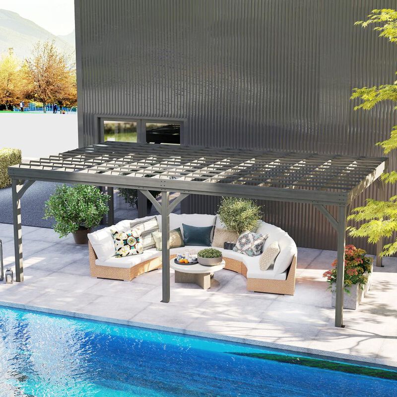 Hivvago 12x20 Outdoor Pergola Kit with Ground Anchors for Patio image number 7