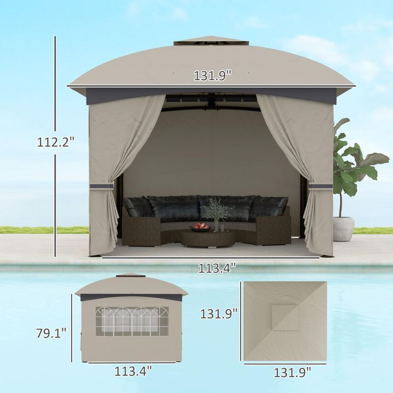 Hivvago 11x11 Double Tier Gazebo with Church Windows image number 2
