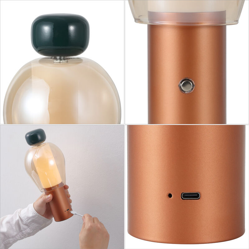 Evonne 10.75" Modern Glam Candle-Style Rechargeable/Cordless Dimmable Integrated LED Table Lamp with Touch Sensor