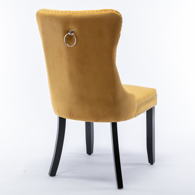 Streamdale Contemporary Gold Velvet Dining Chairs, Set of 2 image number 4