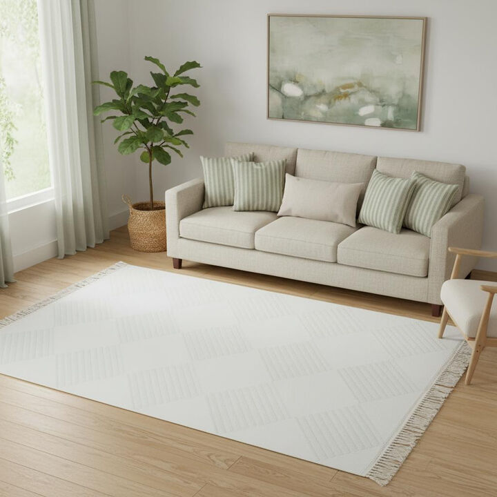 HomeRoots Geometric Washable Area Rug