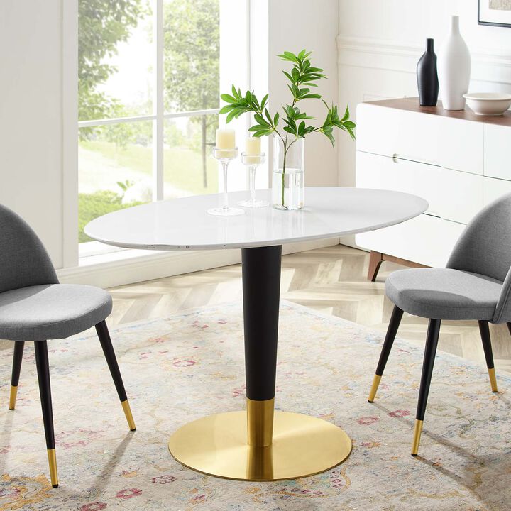 Modway - Zinque 48" Oval Dining Table Gold White