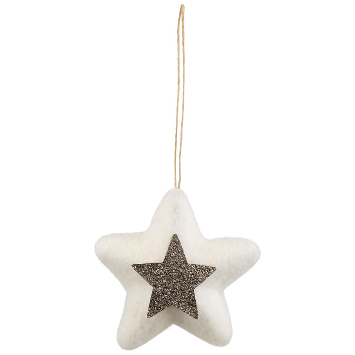 3.75" White and Silver Star Hanging Christmas Ornament