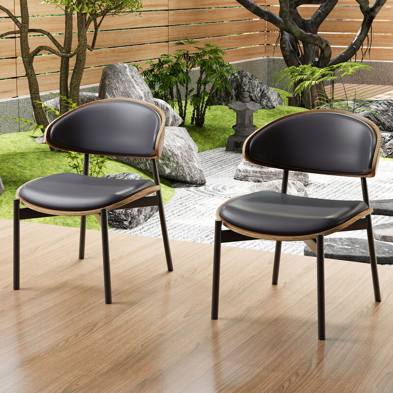 Leather Dining Chair with Wooden Frame & Metal Legs 2-piece 20.47"