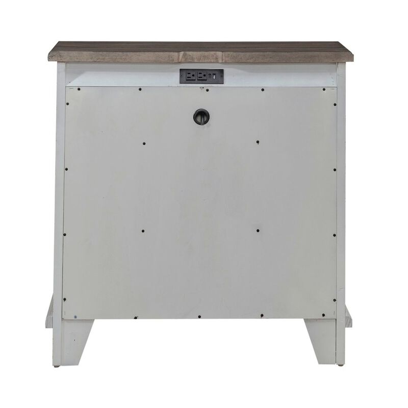 Liberty Furniture Bedside Chest with AC USB Charging Station Cottage - White & Tobacco Wood image number 4