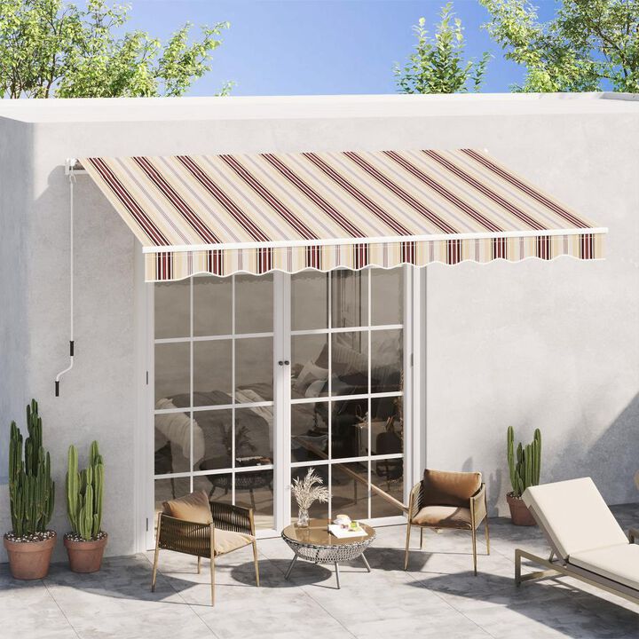 Hivvago Retractable Patio Awning with Manual Crank and Aluminum Frame