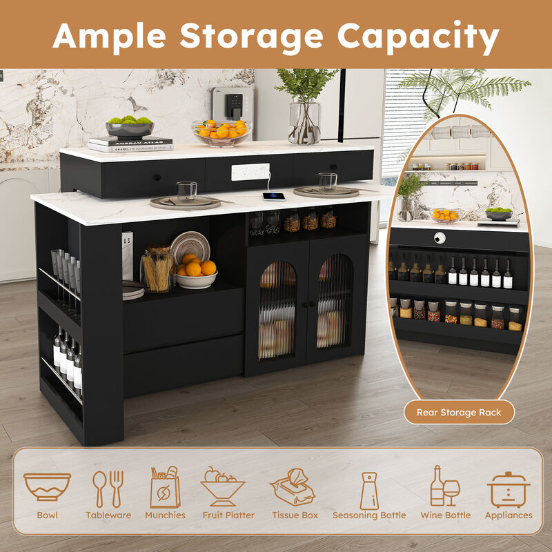 Gokdun Kitchen Island with Table image number 5