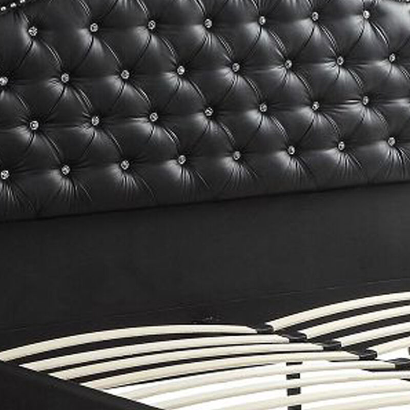 Magnificent Faux Leather Upholstered Eastern King Size Bed Black - Benzara