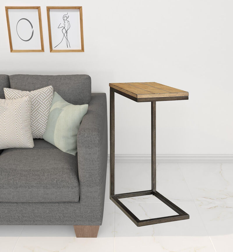 Rustic Solid Wood Rectangular Side Table, Functional Table for Sofa or Bedside