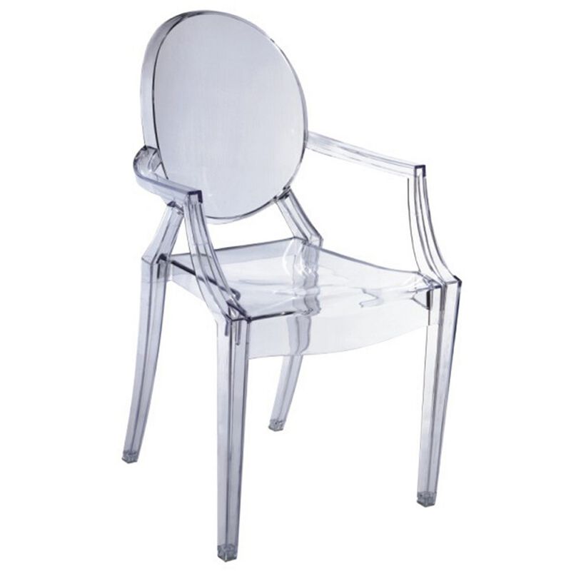 Nili Set of 4 Dining Armchairs, Oval Shape Back, Molded Seat, Clear Finish - Benzara image number 0