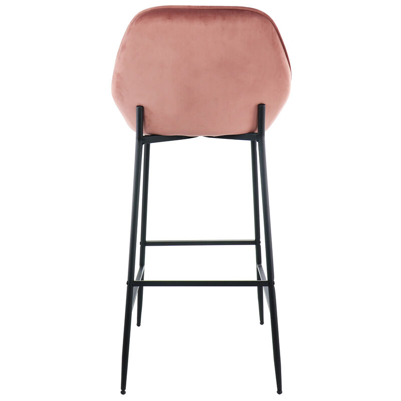 Elama 2 Piece Velvet Bar Stool in Blush Pink with Black Legs image number 3