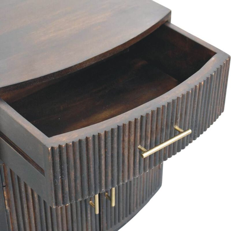 Artisan Furniture Solid Wood Milan Bedside,1 Drawer, 2 Inside Shelves, Dark Brown image number 5