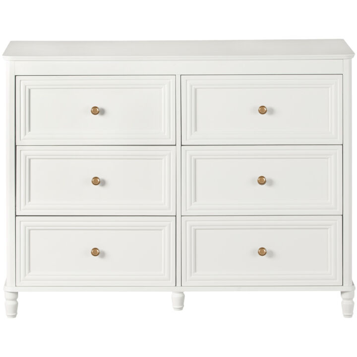 Piper 6 Drawer Dresser with Solid Wood Spindle Feet