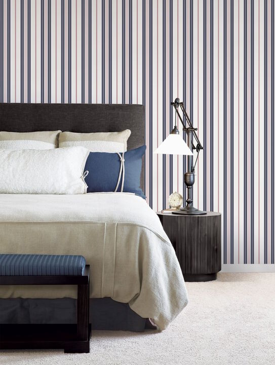 Deauville 2 Two Colour Stripe Blue Wallpaper G23064