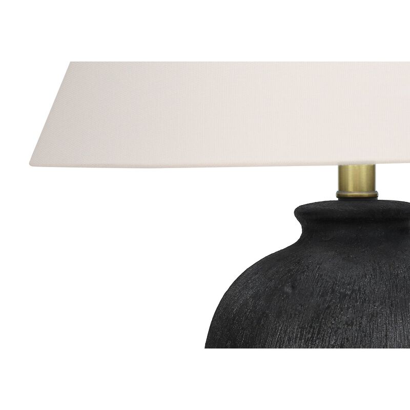 Monarch Specialties I 9721 - Lighting, 24"H, Table Lamp, Black Ceramic, Ivory / Cream Shade, Modern