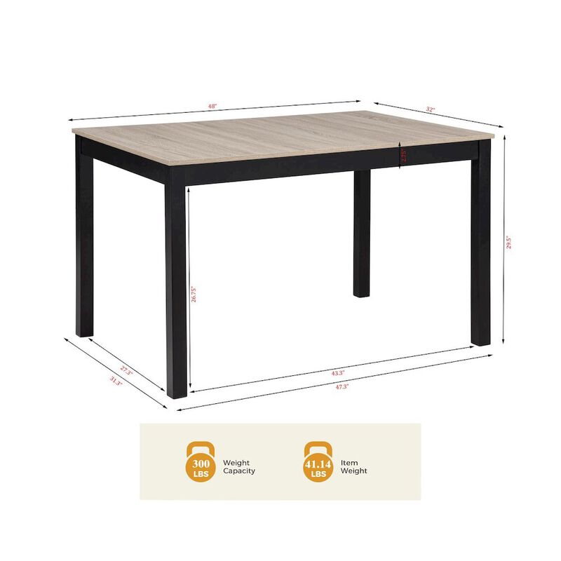 Yvonne Rectangle Dining Table, Natural Oak