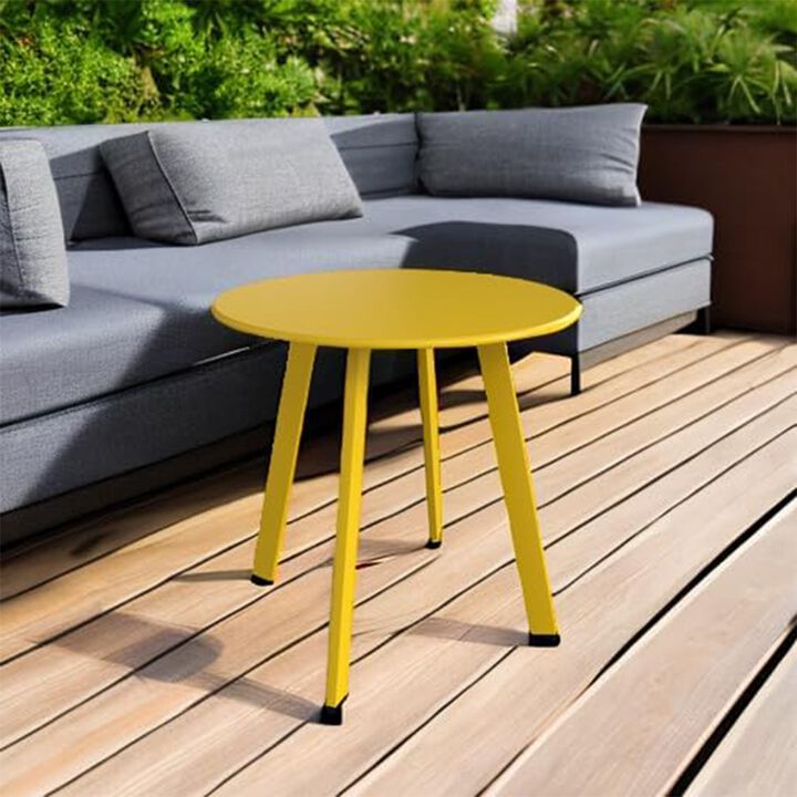 Mondawe Outdoor Side Table,Galvanized Iron Coated Finish,Adjustable Foot Pads,Rust And UV Resistant