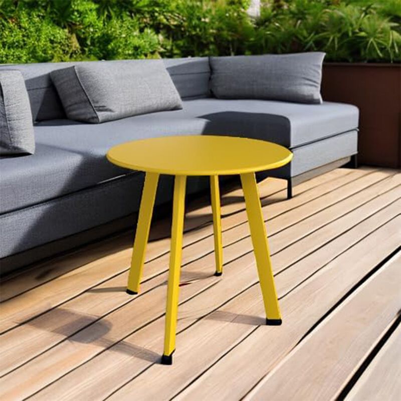 Mondawe Outdoor Side Table,Galvanized Iron Coated Finish,Adjustable Foot Pads,Rust And UV Resistant