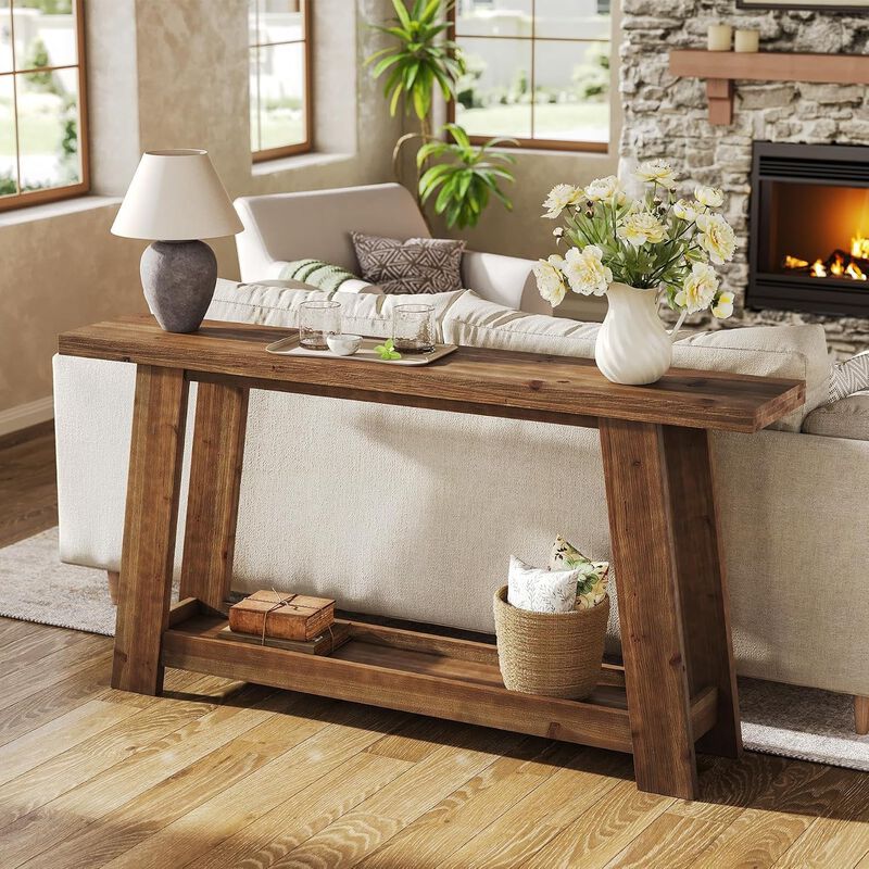 Tribesigns Classic 2-Tier Wood Console Table image number 6