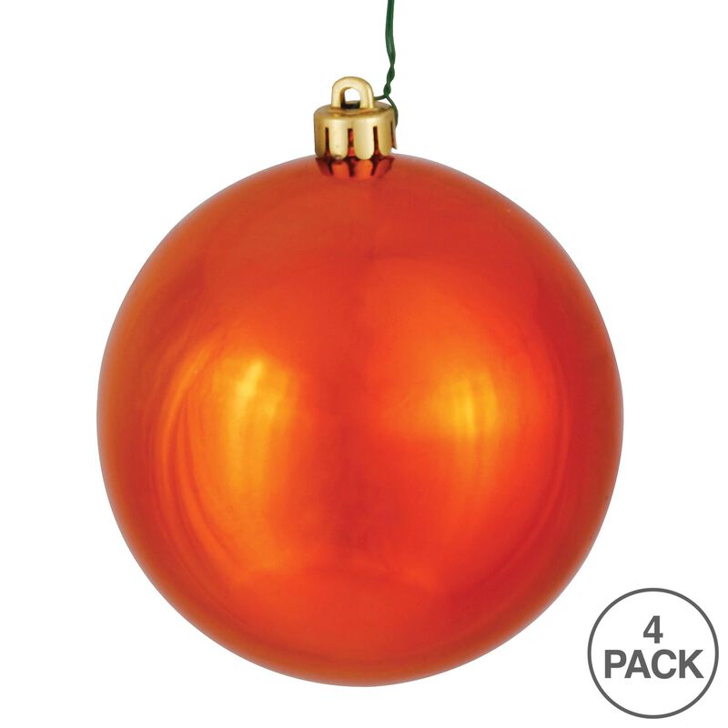 Vickerman 6" Burnish Orange Shiny Ball Ornament 4 per Box image number 2