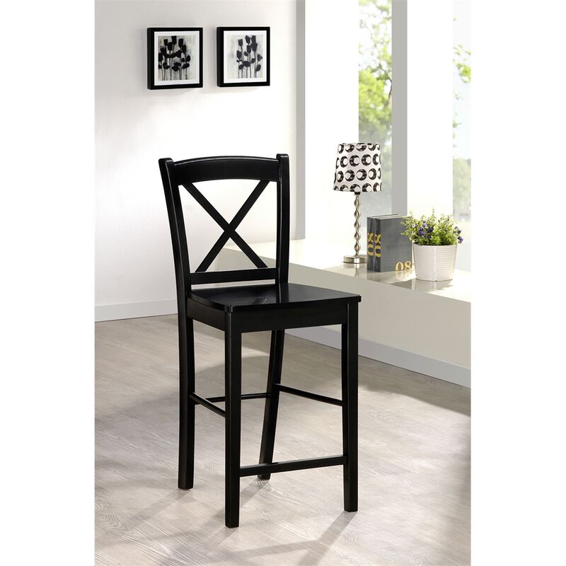 Linon Black 30 In X Back Bar Stool
