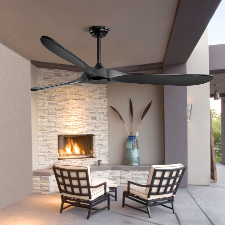 Modern 72 Inch Ceiling Fan without Light with Remote Control 6 Speeds