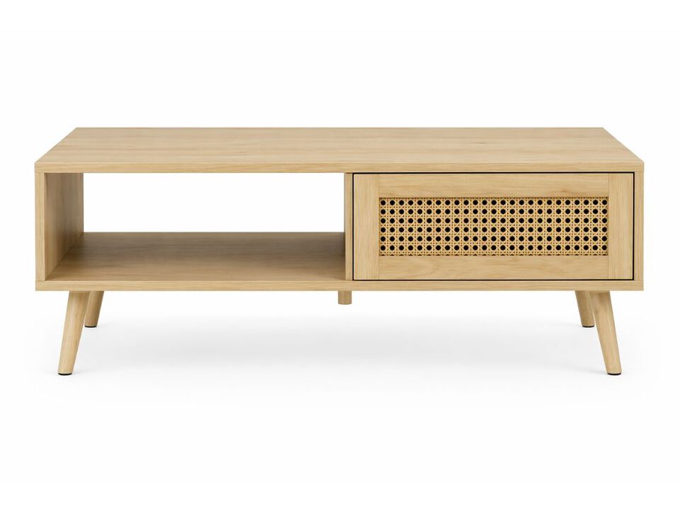 2 Piece Living Room Table Set 47 Inch Rattan TV Stand Coffee Table Storage Shelf