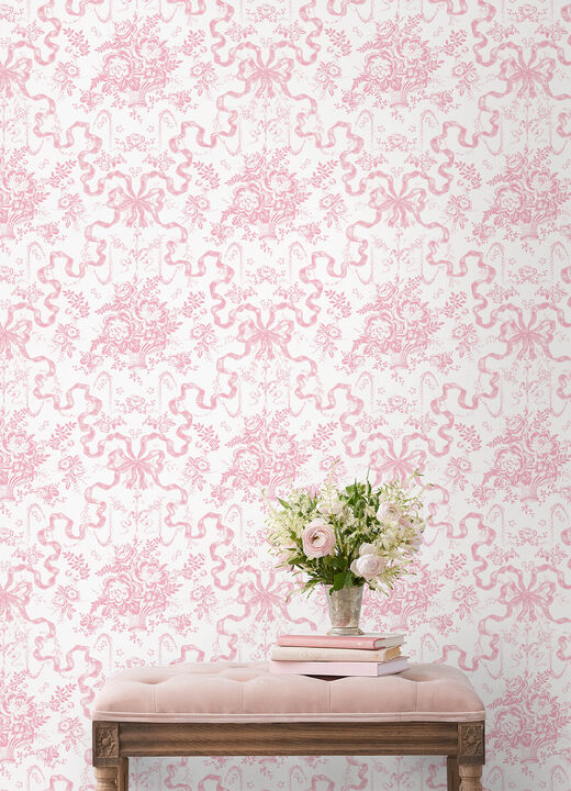 Fairytale Peony Pink Toile Wallpaper