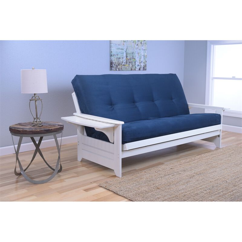 Phoenix Frame-Antique White Finish-Suede Navy Mattress image number 1