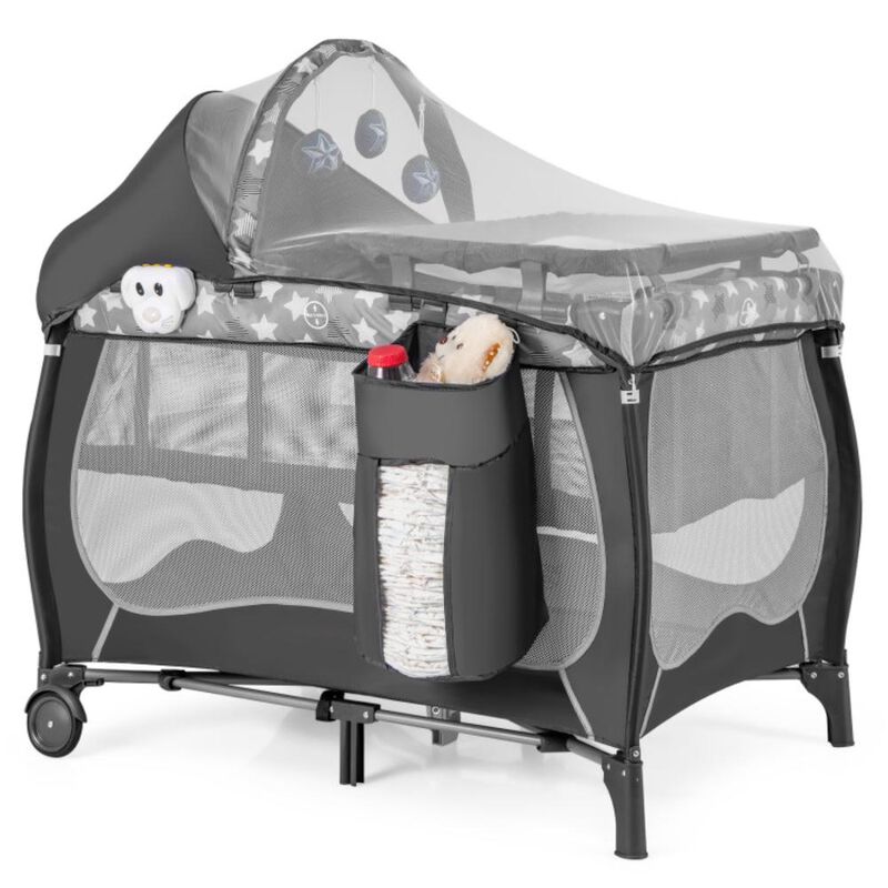 Hivvago 4 in 1 Portable Baby Nursery Center with Net and Music Box