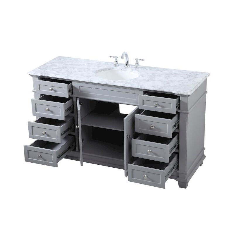 Elegant Kitchen and Bath 60 inch Single Bathroom Vanity set in Grey