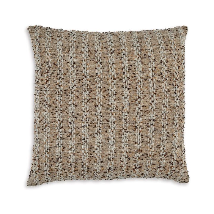 Lany 22 Inch Accent Pillow Set of 4, Woven Striped Design, Zipper, Brown - Benzara