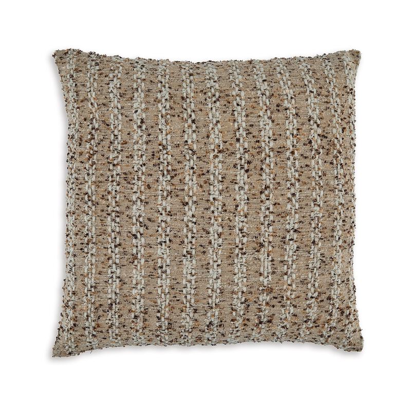 Lany 22 Inch Accent Pillow Set of 4, Woven Striped Design, Zipper, Brown - Benzara