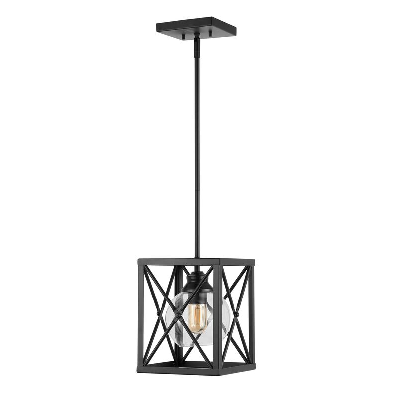 Amara 1-Light Industrial Farmhouse Iron/Glass LED Pendant