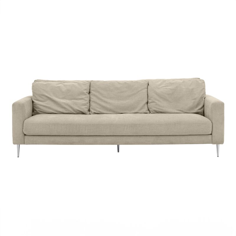 Vari Beige Textured Velvet Lounge Sofa