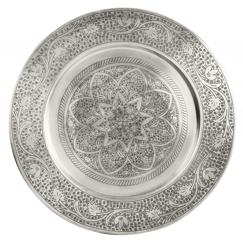 Hivvago 14 Inch Black And Silver Aluminum Round End Table