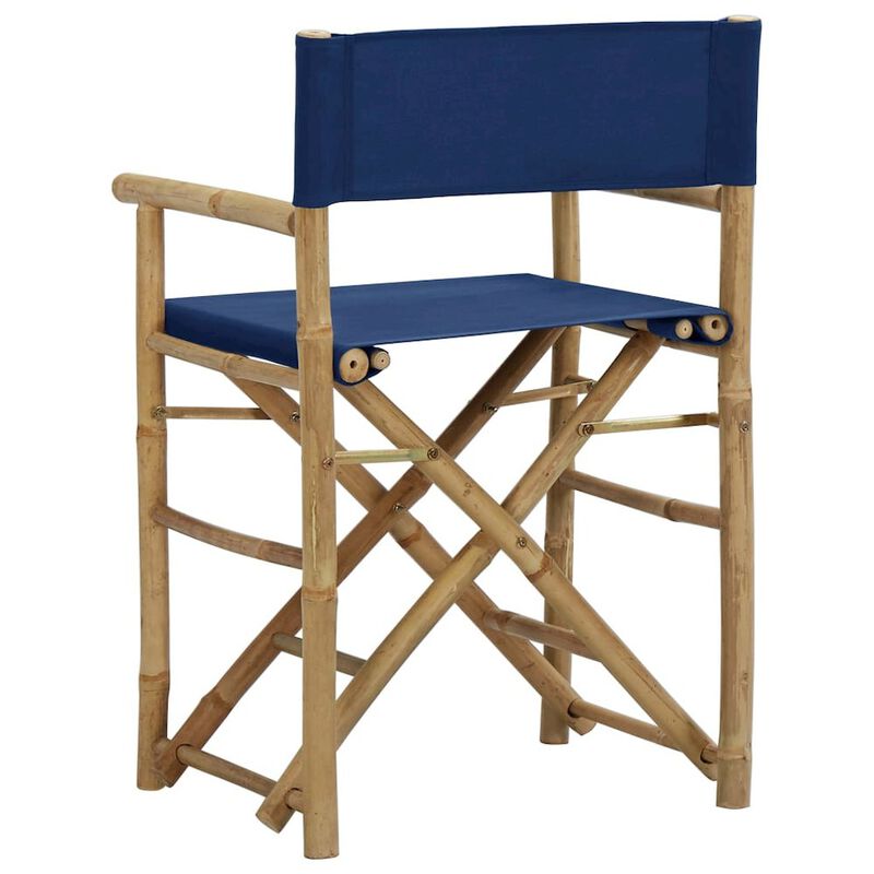 Director's Chair Set of 2 Blue Bamboo Standard Foldable