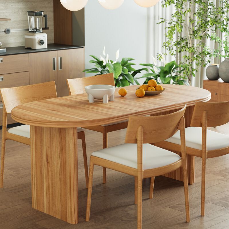 55.12"-70.87"Modern Extendable Dining Table with removable extension leaves,Mid-century modern style home table image number 2