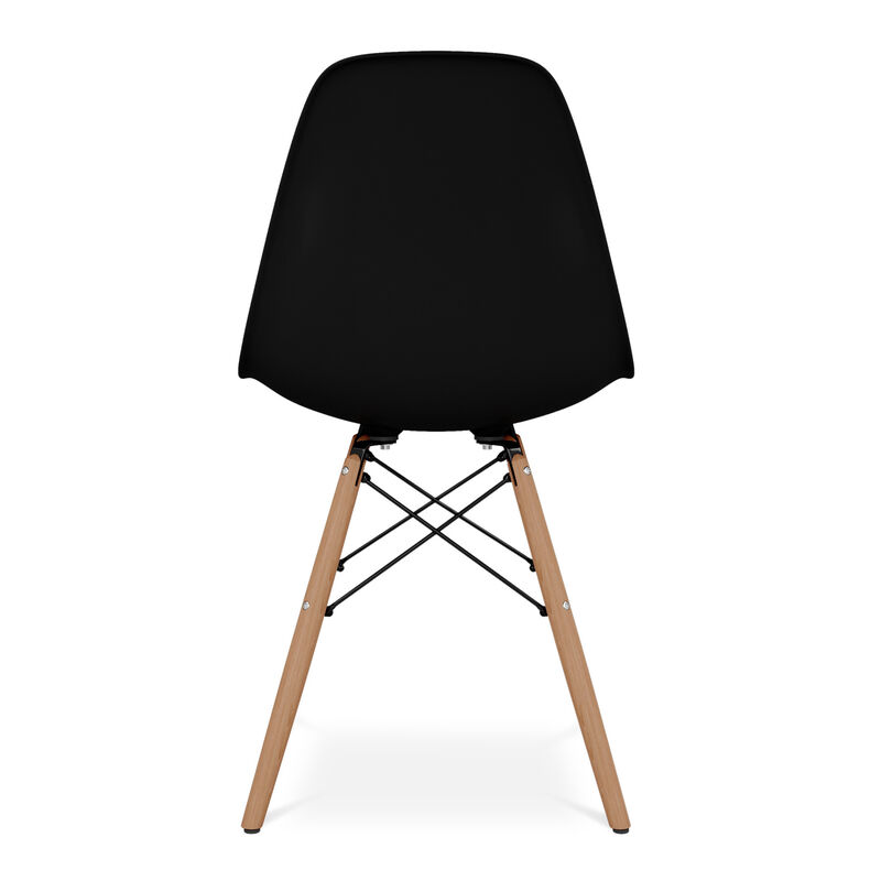 HomeRoots Black And Natural Heavy Duty Plastic And Wood Dining Side Chair image number 3