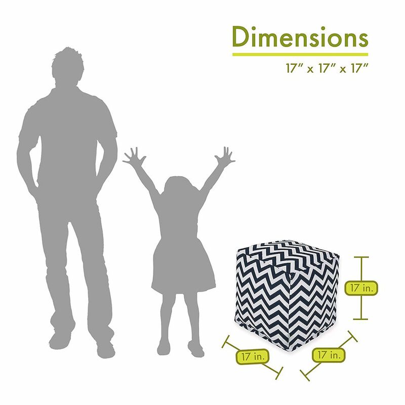 Majestic Home Goods Cube Pouf Chevron Navy