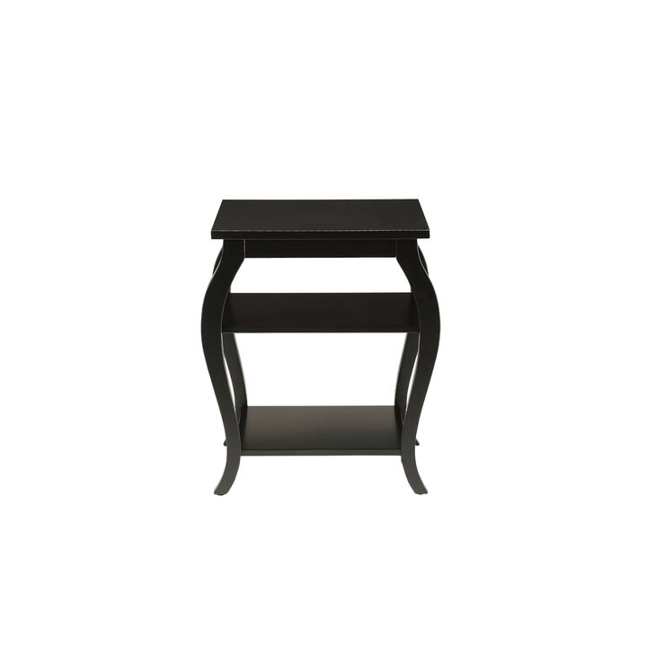 Decorative Side Table &ndash; Square Accent Table with Bow Legs and Pop of Color