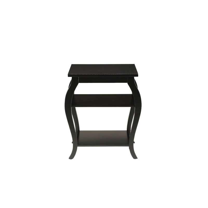 Decorative Side Table &ndash; Square Accent Table with Bow Legs and Pop of Color