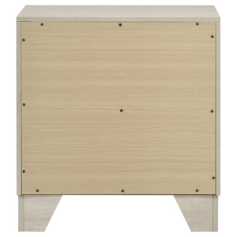 Qanto Rustic Nightstand with 2 Drawers, Chrome Handles, Cream Wood image number 4