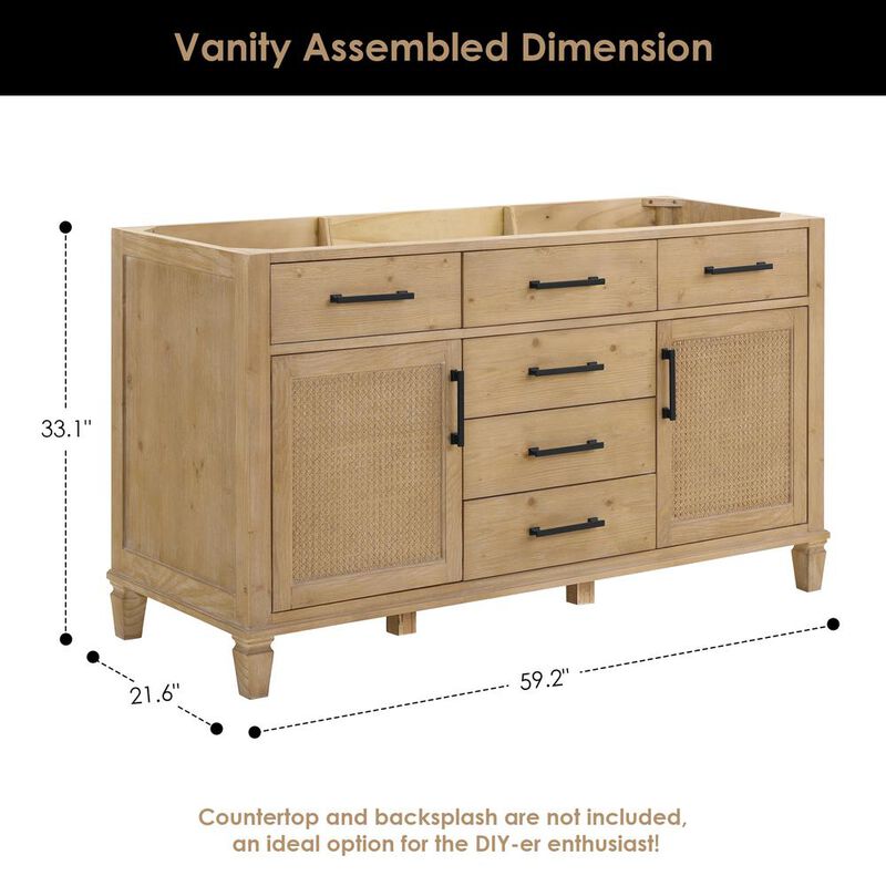 Altair Double Bathroom Cabinet Vanity Base without Top and Sink, no Mirror