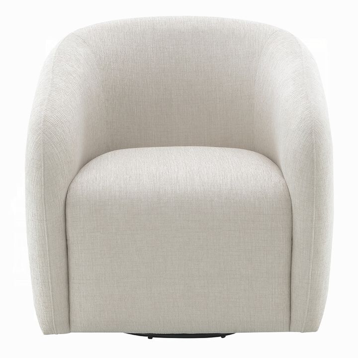 Tiena Swivel Accent Chair, Modern Style Rounded Back, Warm Beige Linen
