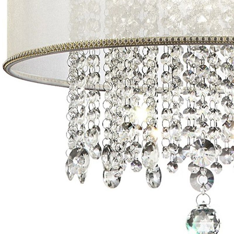 Hivvago Primo Gold Finish Ceiling Lamp with Crystal Accents and White Shade