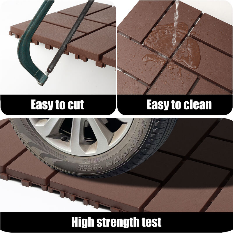 44 Pcs Plastic Interlocking Patio Deck Tiles,Outdoor Flooring, Waterproof for All-Weather Use image number 4