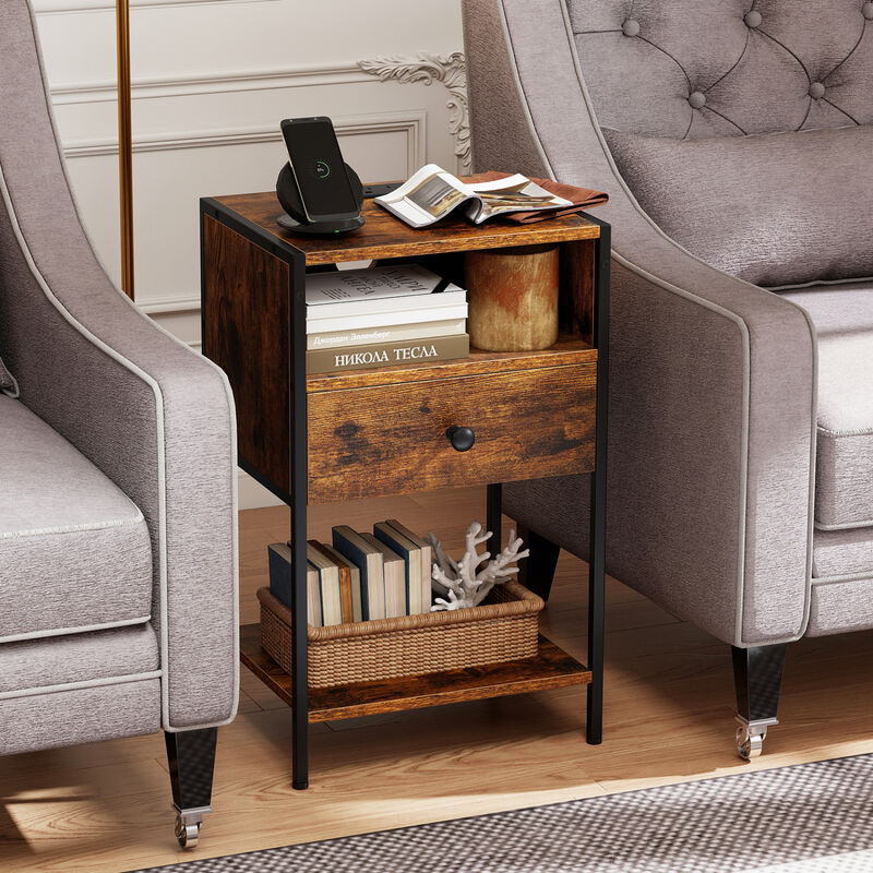 Modern Nightstand with Charging Station, USB Ports and Electrical Outlets image number 1