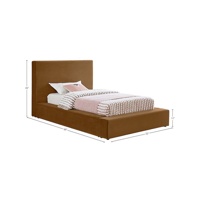 Meridian Furniture Dorian Saddle Velvet Twin Bed